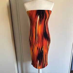 Elegant Strapless Multicolor Dress
